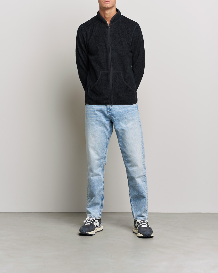 Heren | Truien | Bread & Boxers | Full Zip Fleece Jacket Navy Blue