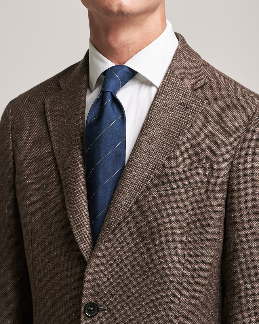 Heren | Brioni Regimental Stripe Silk Tie Navy | Brioni | Regimental Stripe Silk Tie Navy