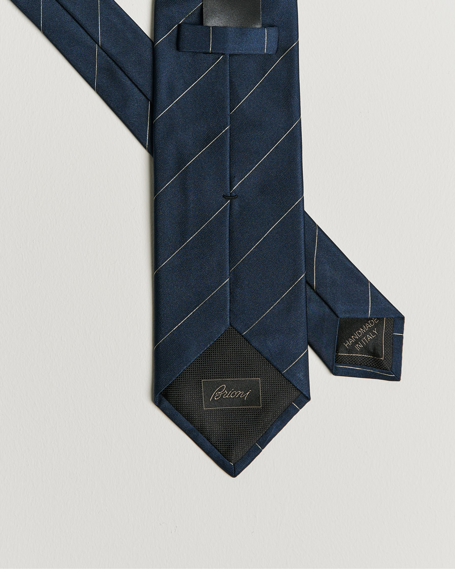 Heren | Brioni Regimental Stripe Silk Tie Navy | Brioni | Regimental Stripe Silk Tie Navy