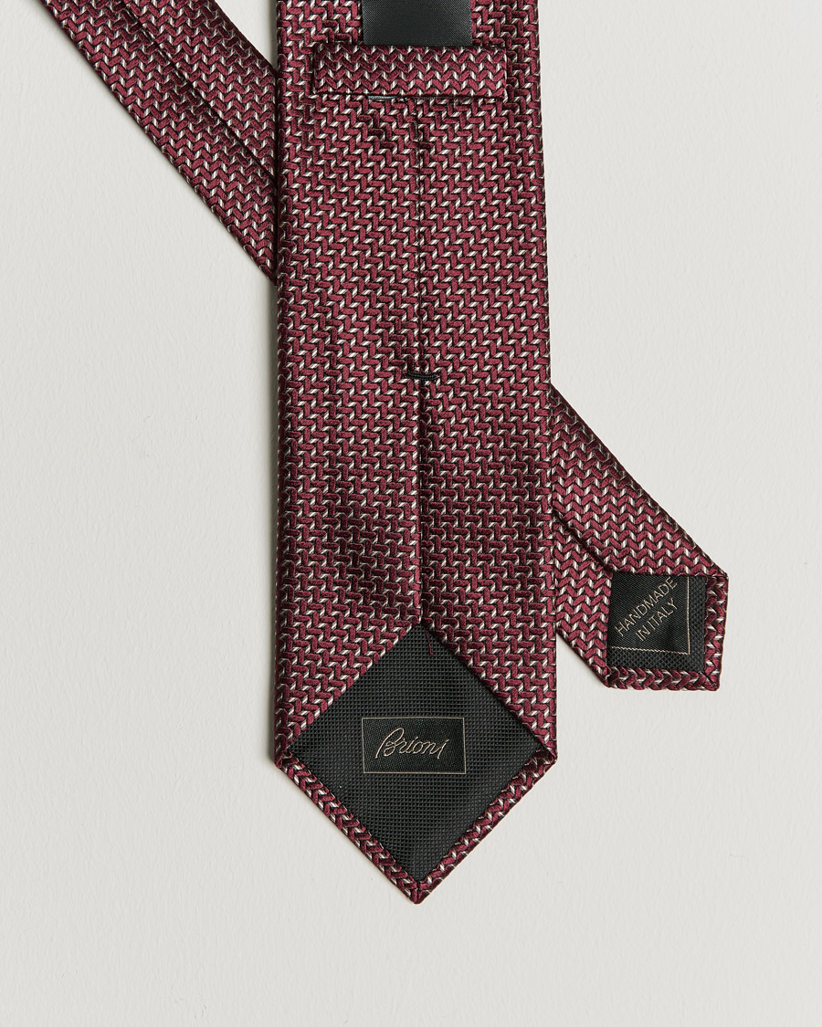 Homme | Brioni Micro Pattern Silk Tie Burgundy | Brioni | Micro Pattern Silk Tie Burgundy
