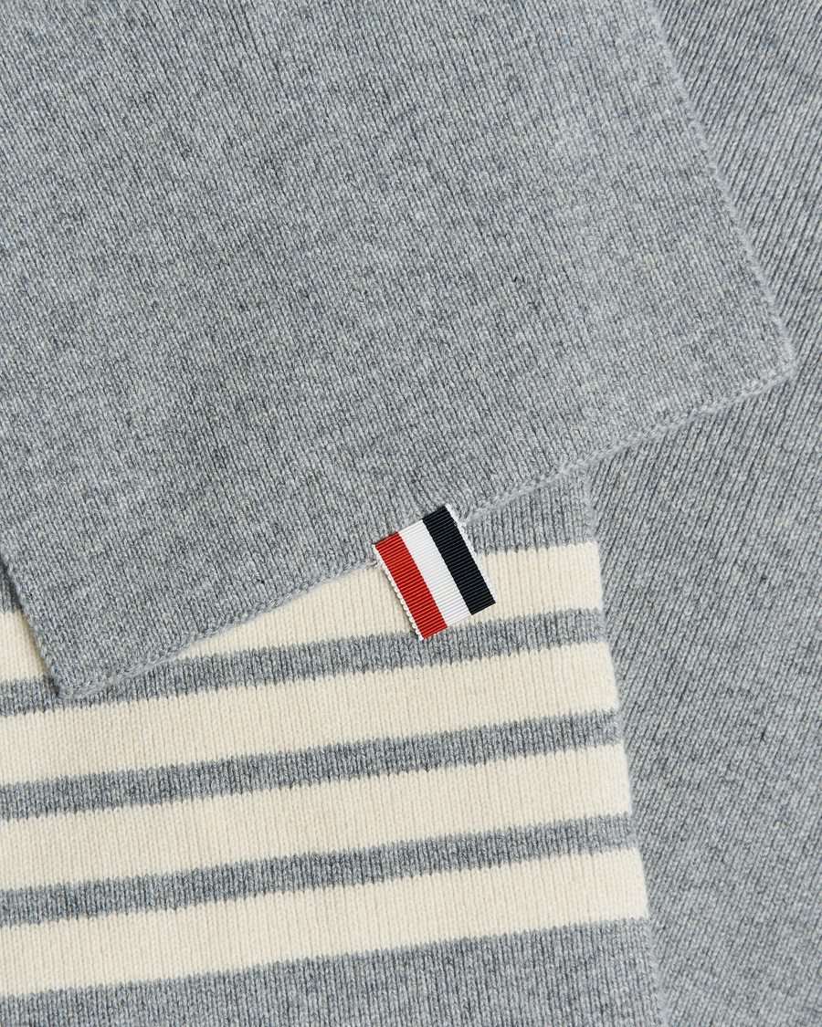 Homme | Thom Browne Full Needle Rib Cashmere Scarf Light Grey | Thom Browne | Full Needle Rib Cashmere Scarf Light Grey