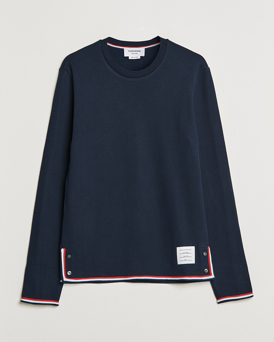 Heren | T-shirts | Thom Browne | Long Sleeve Interlock T-Shirt Navy