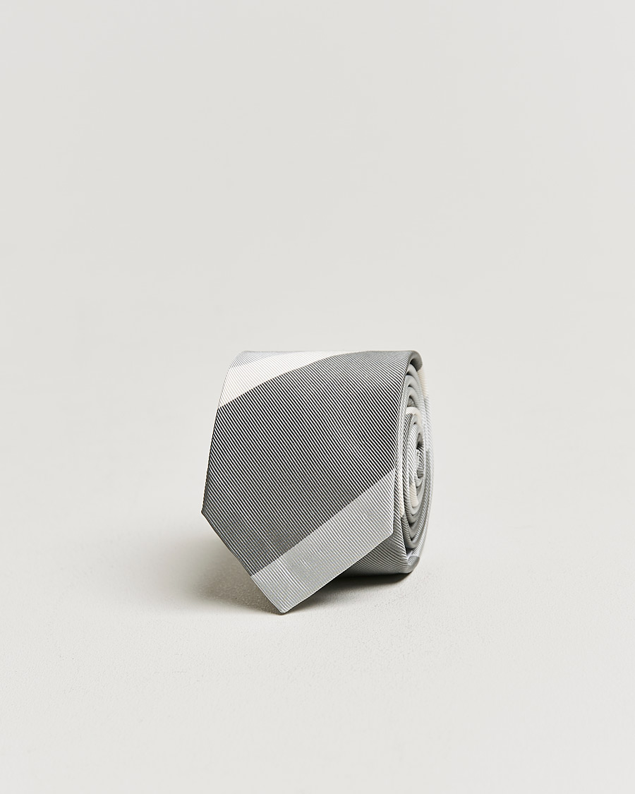 Heren | Thom Browne Wide Rep Stripe Tie Medium Grey | Thom Browne | Wide Rep Stripe Tie Medium Grey