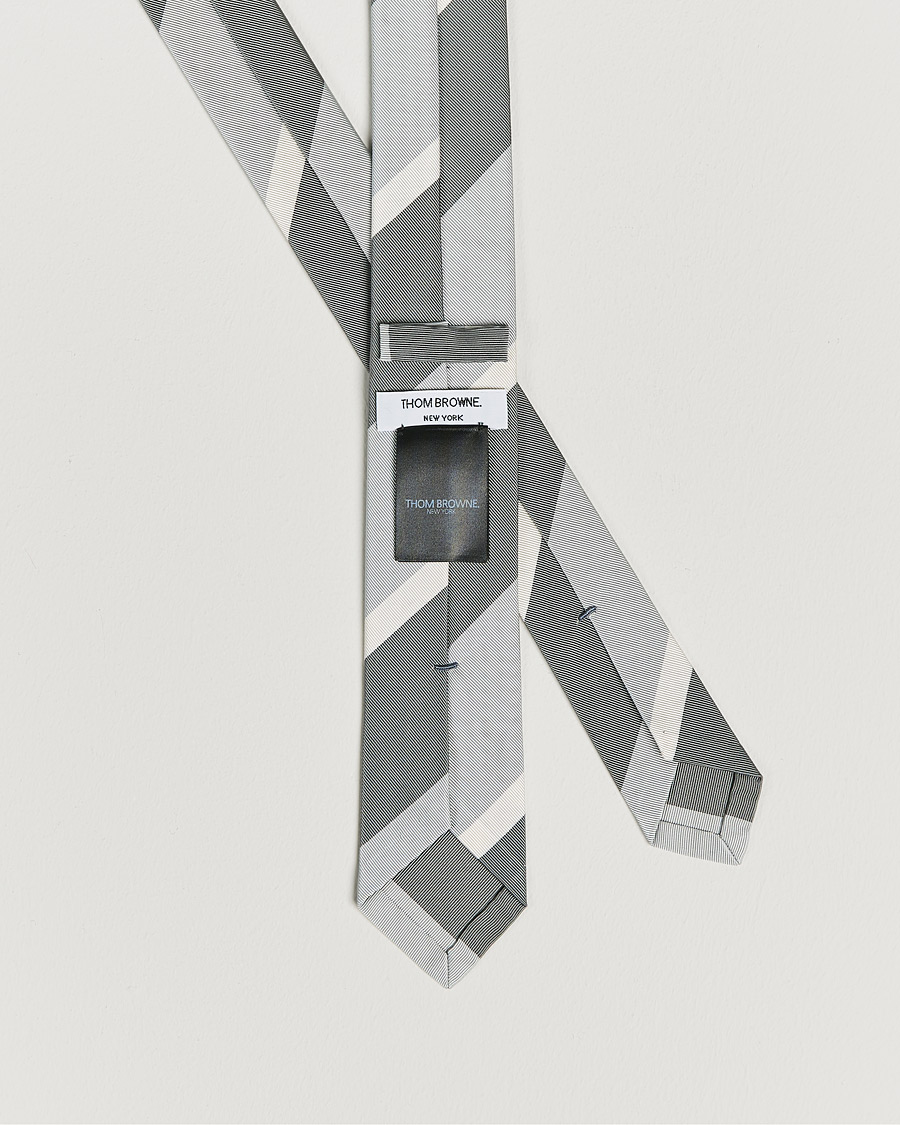 Heren | Thom Browne Wide Rep Stripe Tie Medium Grey | Thom Browne | Wide Rep Stripe Tie Medium Grey