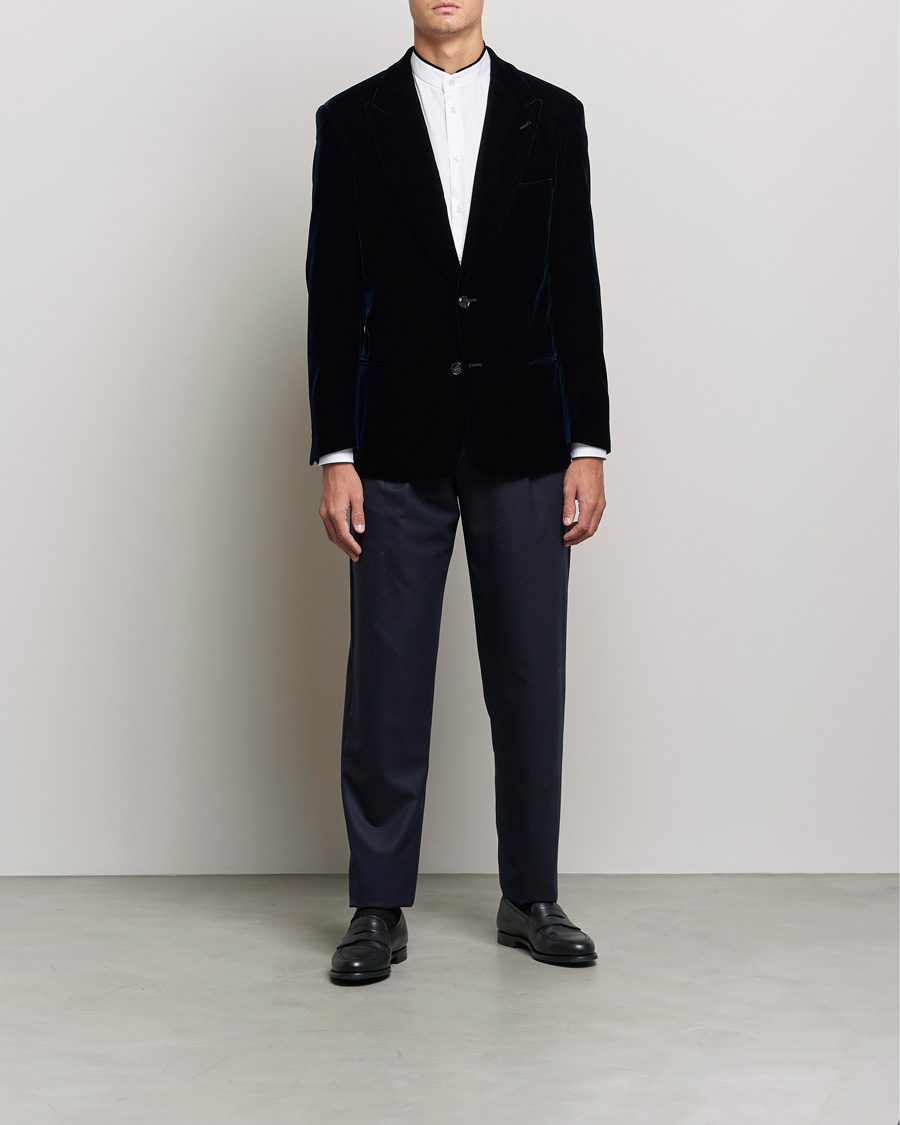 Heren | Blazers | Giorgio Armani | Peak Lapel Velvet Blazer Navy