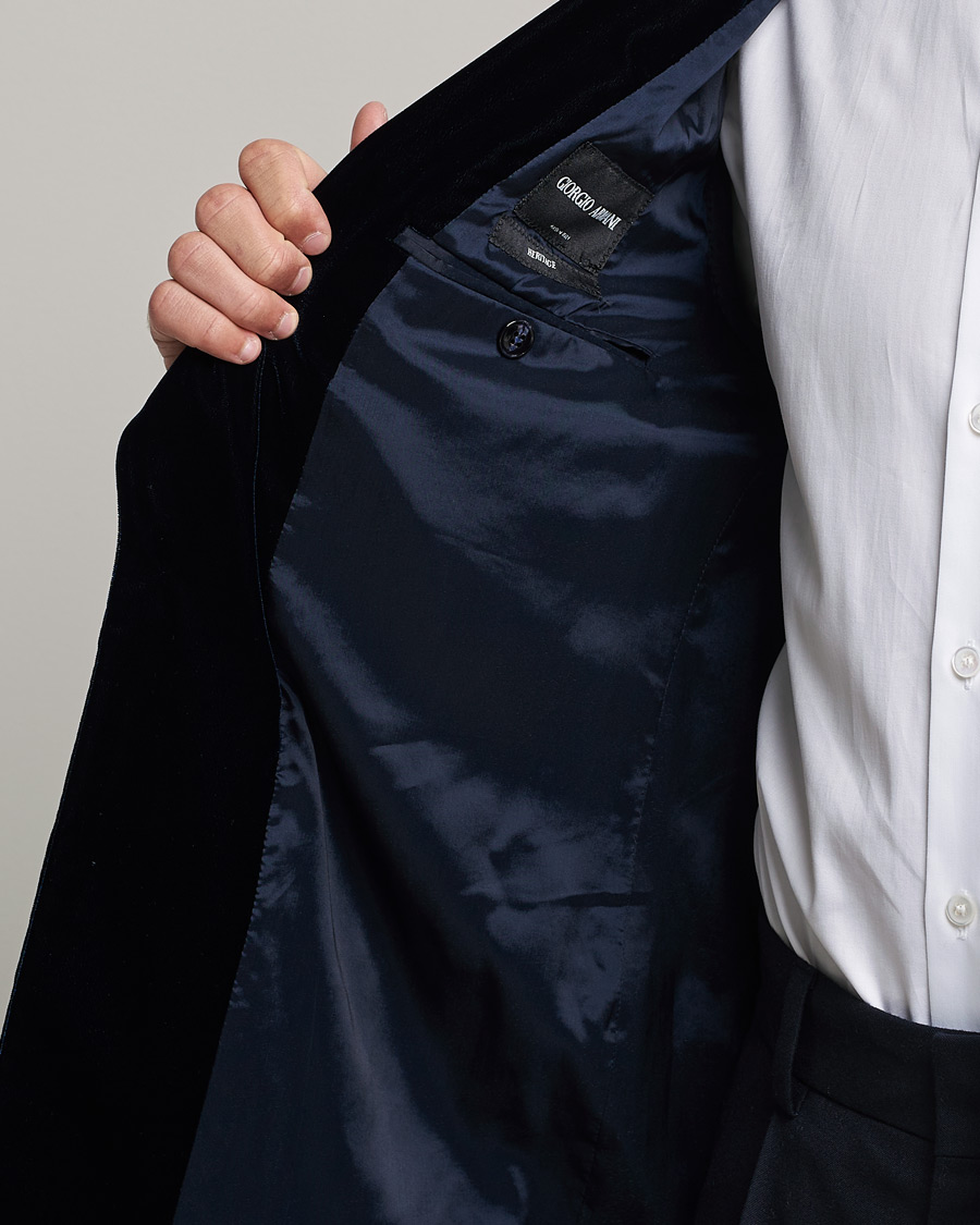 Heren | Blazers | Giorgio Armani | Peak Lapel Velvet Blazer Navy
