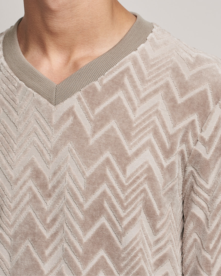 Heren | Truien | Giorgio Armani | Velvet Jersey Chevron Sweater Beige
