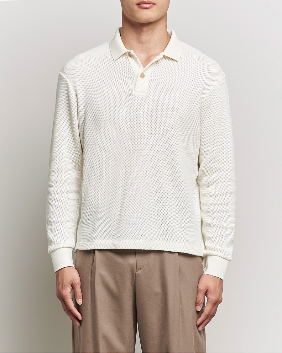 Heren | Truien | Giorgio Armani | Wool Piquet Long Sleeve Polo Off White