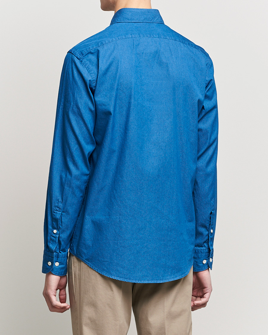 Homme | Chemises | Eton | Slim Fit Garment Washed Denim Shirt Indigo