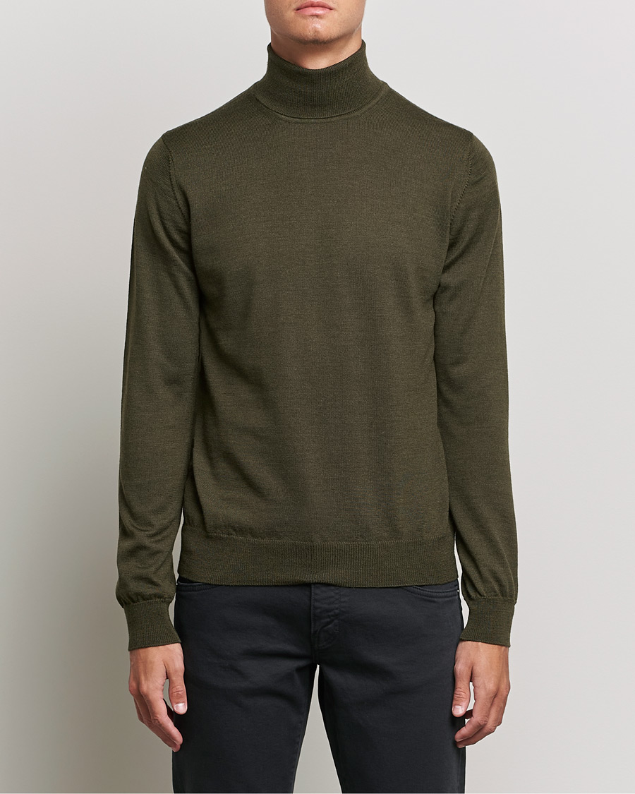 Heren | Truien | J.Lindeberg | Lyd True Merino Polo Forest Green