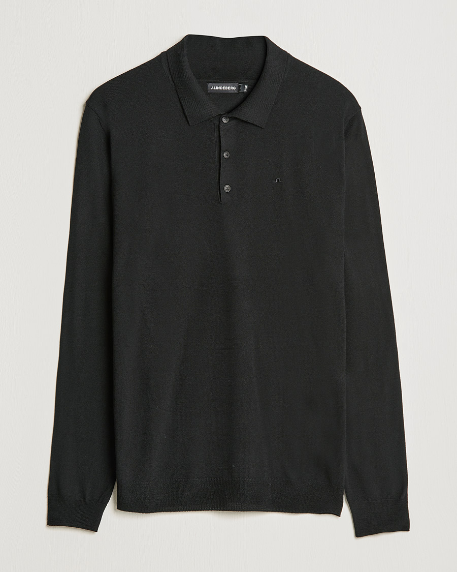 Homme | Pulls Et Tricots | J.Lindeberg | Noel True Merino Poloshirt Black