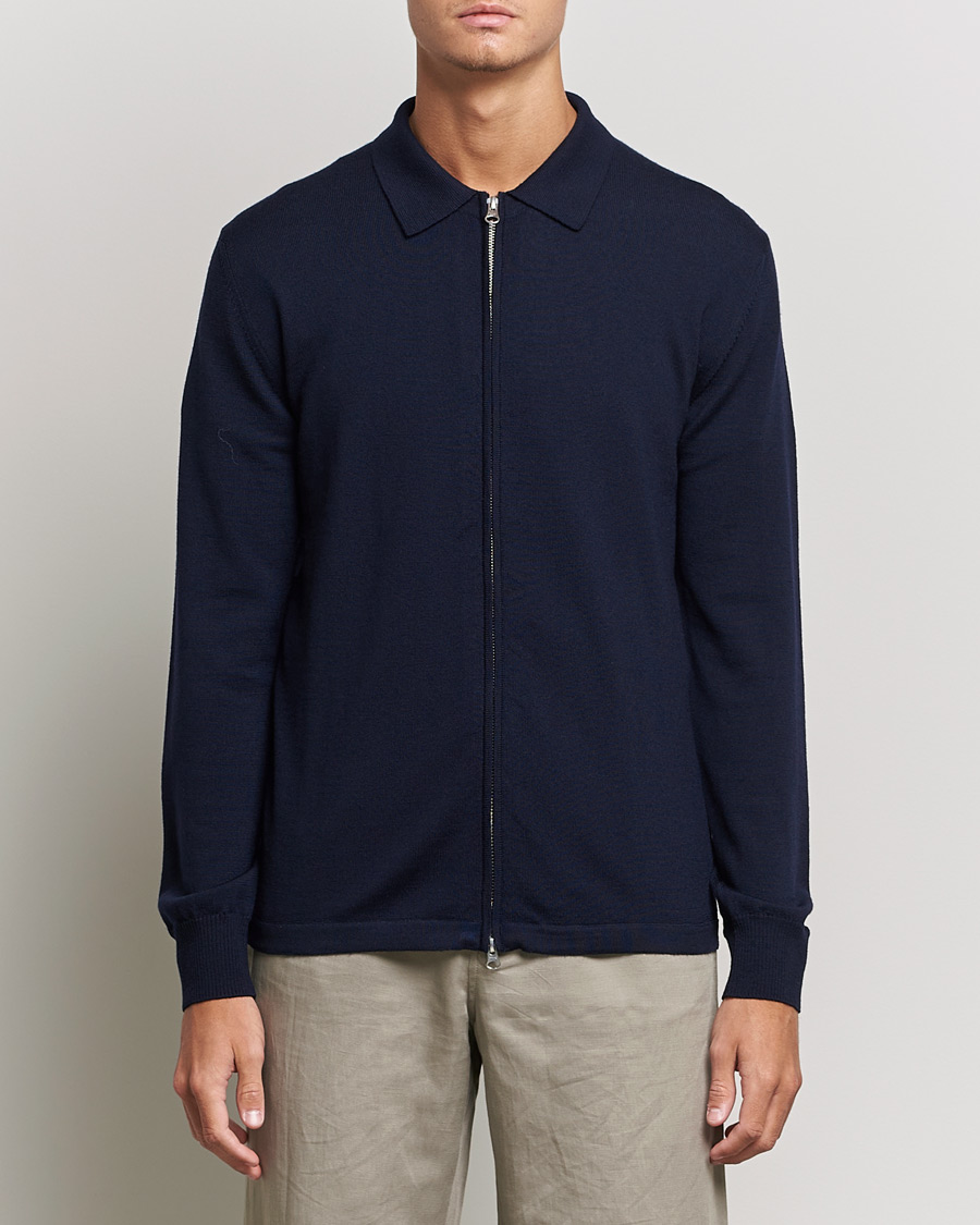 Homme | Pulls Et Tricots | J.Lindeberg | Nyle True Merino Zip Cardigan Navy