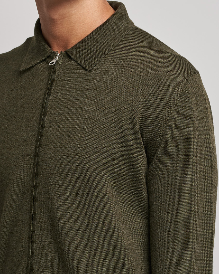 Homme | Pulls Et Tricots | J.Lindeberg | Nyle True Merino Zip Cardigan Forest Green