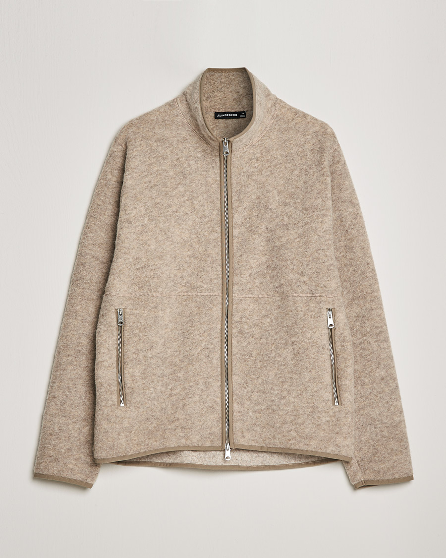 Heren | Truien | J.Lindeberg | Dustin Wool Fleece Jacket Tiger Brown