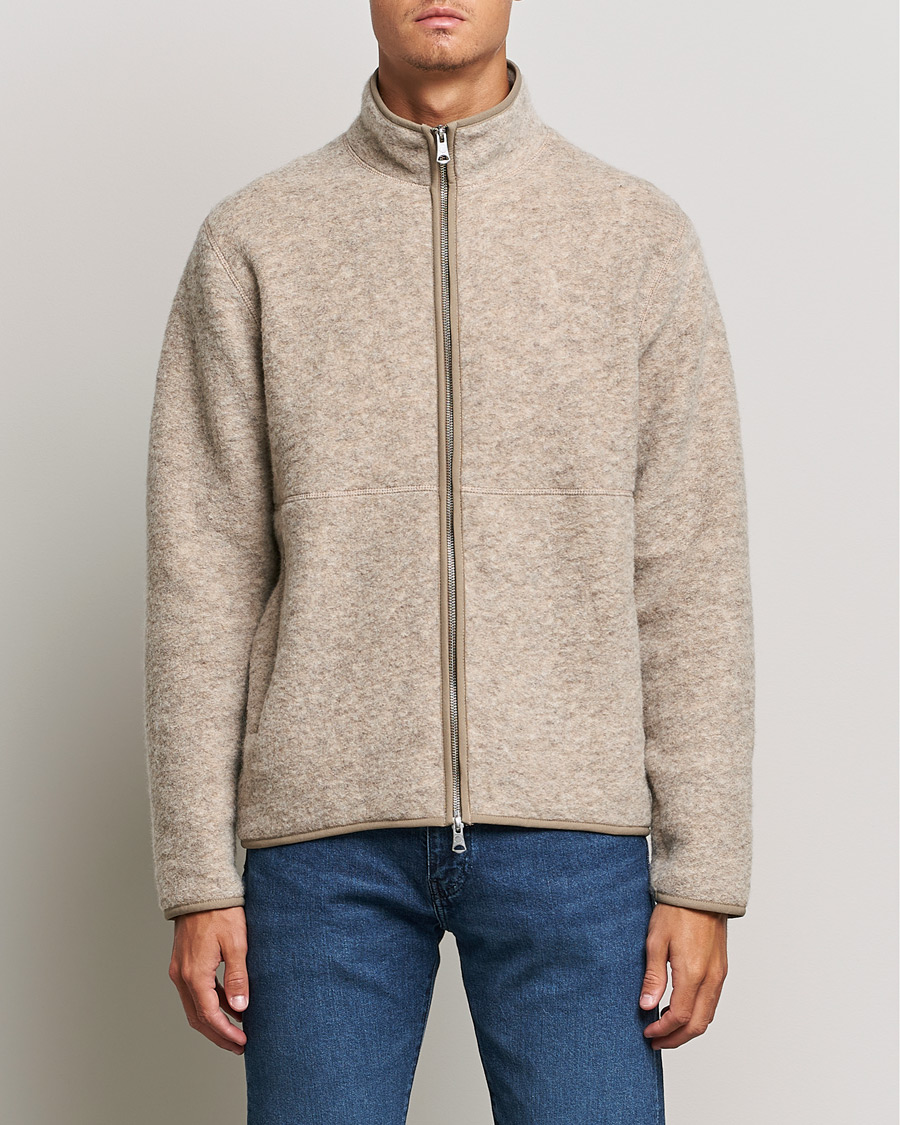Heren | Truien | J.Lindeberg | Dustin Wool Fleece Jacket Tiger Brown