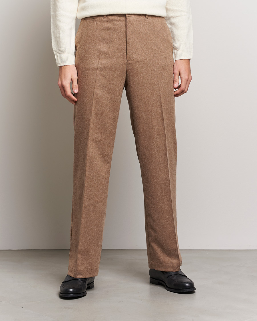 Heren | Broeken | J.Lindeberg | Haij Clean Flannel Trousers Tiger Brown