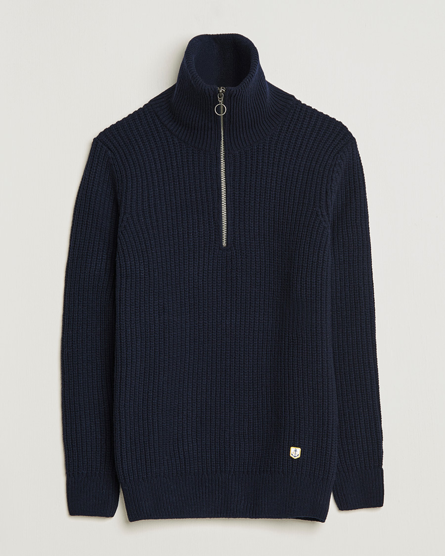 Homme | Pulls Et Tricots | Armor-lux | Pull Camionneur Wool Half Zip Navy