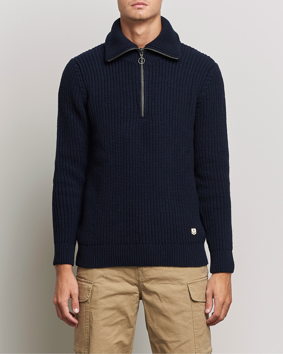 Homme | Pulls Et Tricots | Armor-lux | Pull Camionneur Wool Half Zip Navy