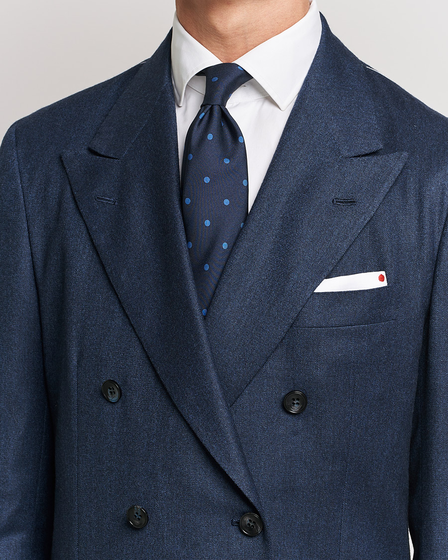 Homme | Kiton Printed Dots Silk Tie Navy | Kiton | Printed Dots Silk Tie Navy