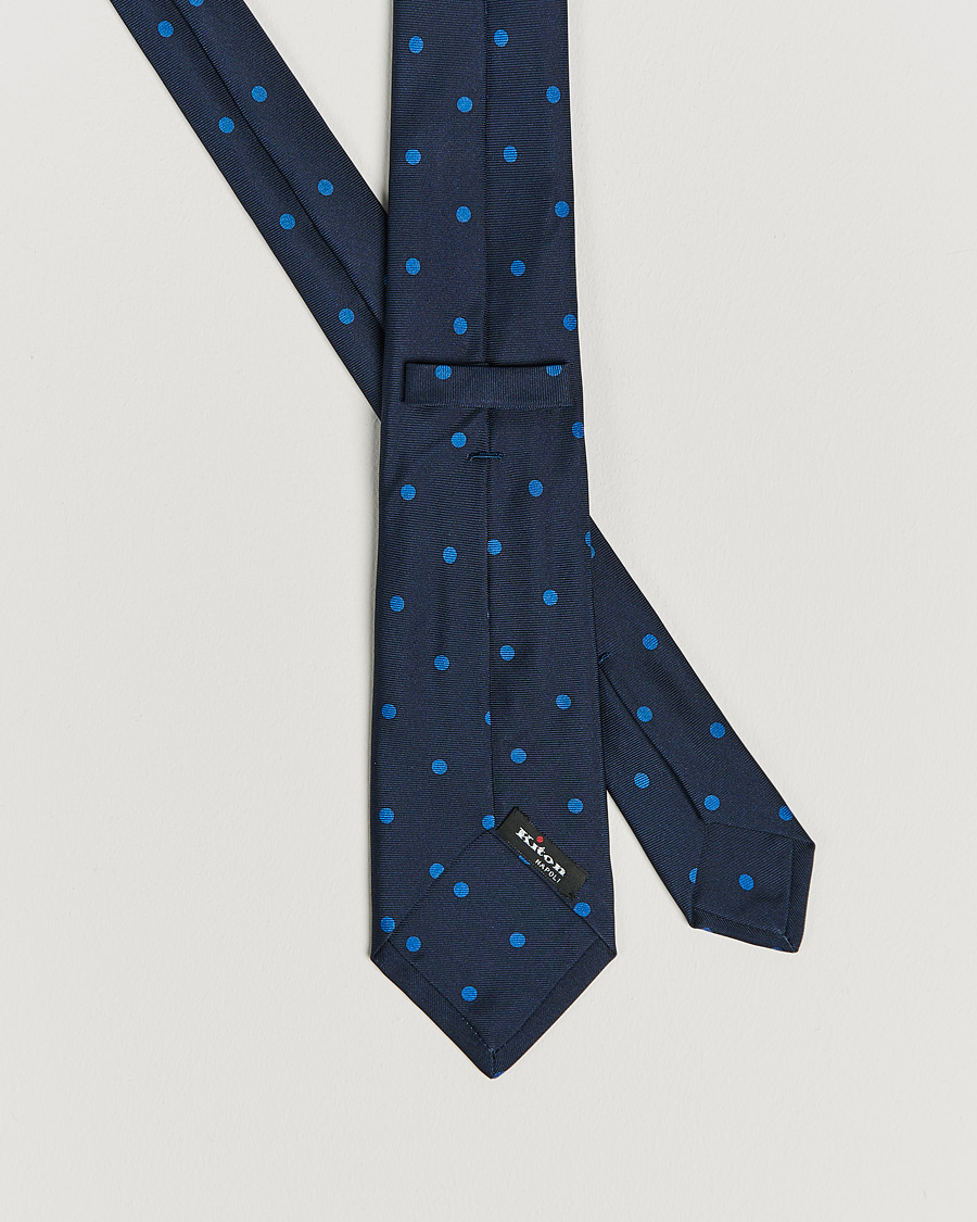 Homme | Kiton Printed Dots Silk Tie Navy | Kiton | Printed Dots Silk Tie Navy
