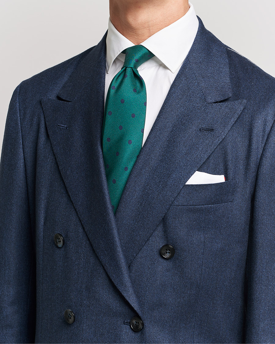 Homme | Kiton Printed Dots Silk Tie Green | Kiton | Printed Dots Silk Tie Green