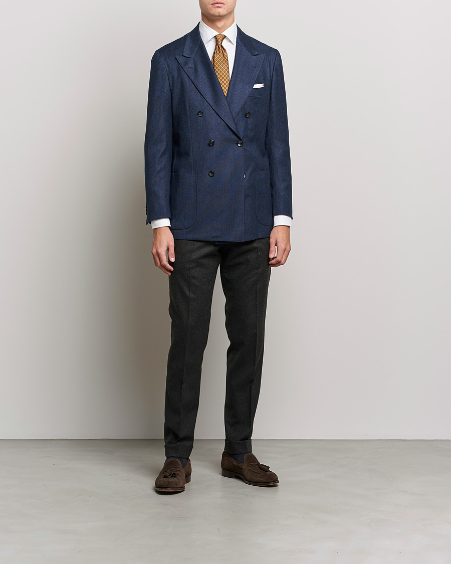 Heren | Blazers | Kiton | Wool/Cashmere Hopsack DB Blazer Navy