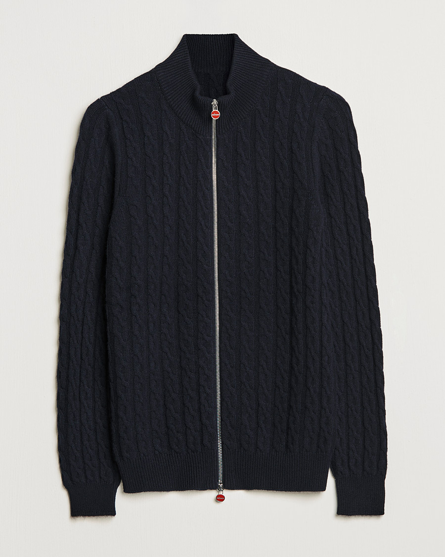 Homme | Pulls Et Tricots | Kiton | Cashmere Cable Zip Sweater Navy