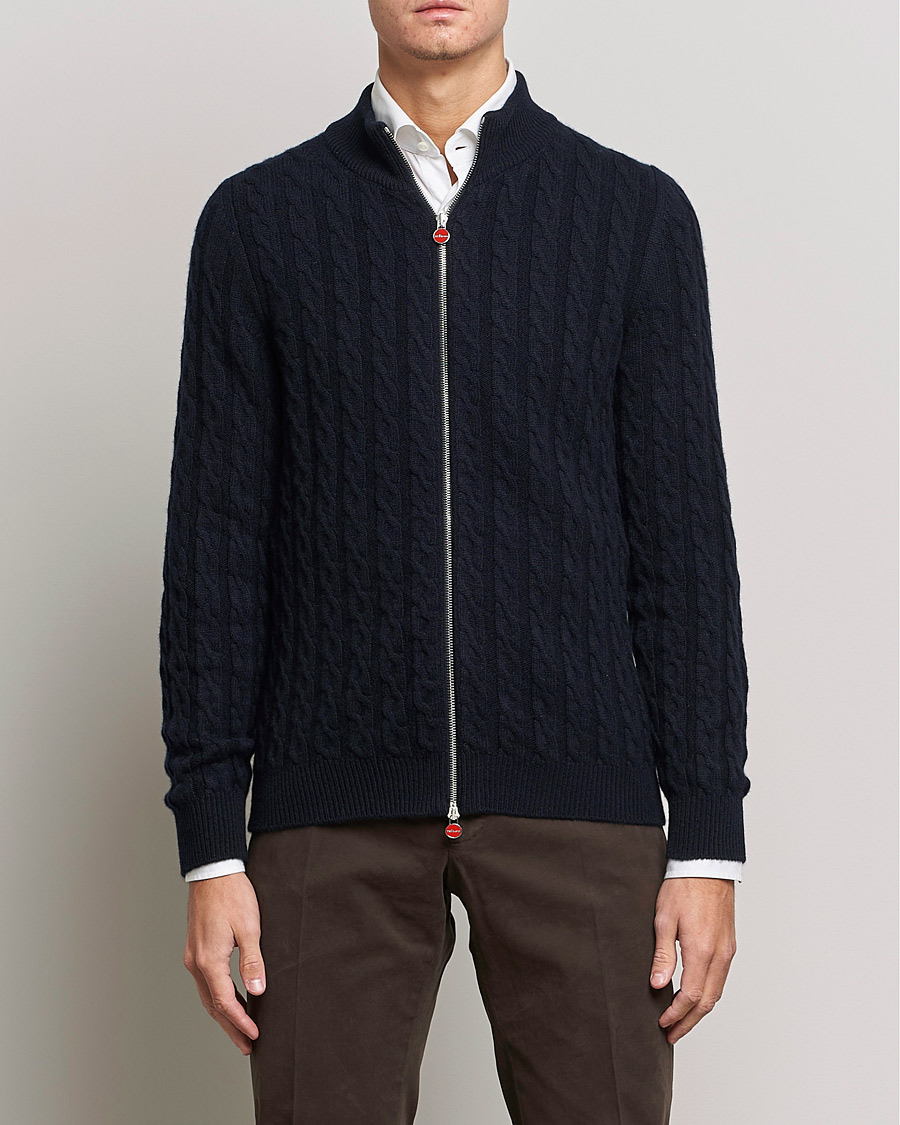 Homme | Pulls Et Tricots | Kiton | Cashmere Cable Zip Sweater Navy