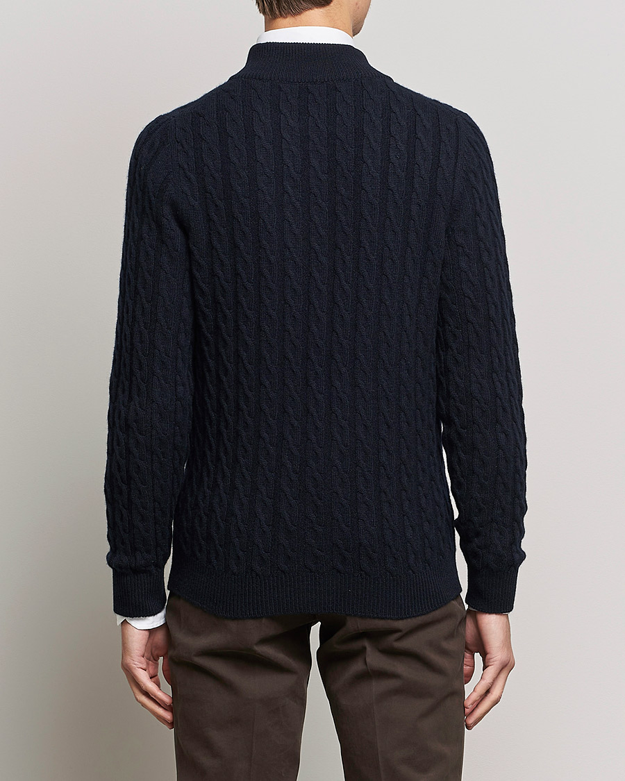 Homme | Pulls Et Tricots | Kiton | Cashmere Cable Zip Sweater Navy
