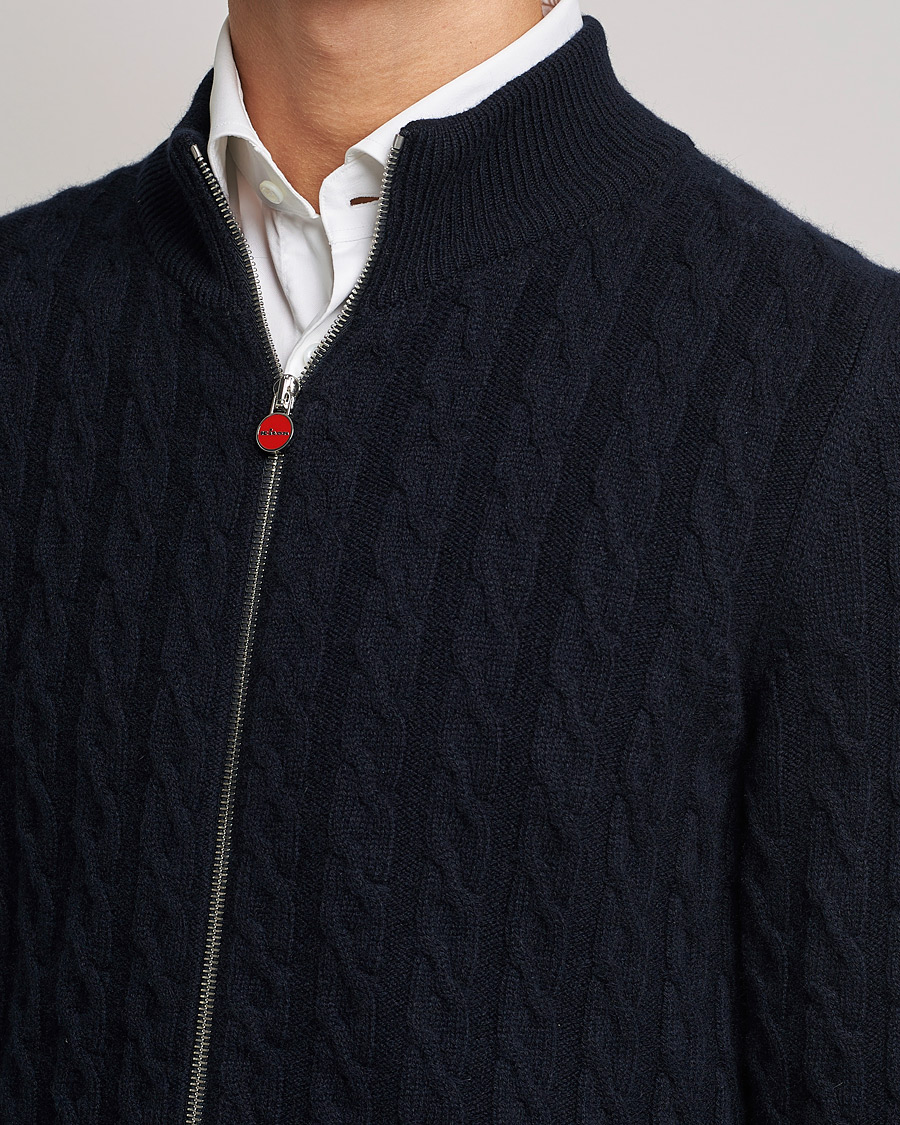 Homme | Pulls Et Tricots | Kiton | Cashmere Cable Zip Sweater Navy