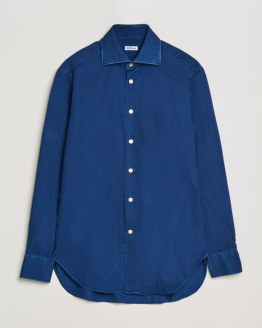 Heren | Overhemden | Kiton | Slim Fit Denim Shirt Blue Wash