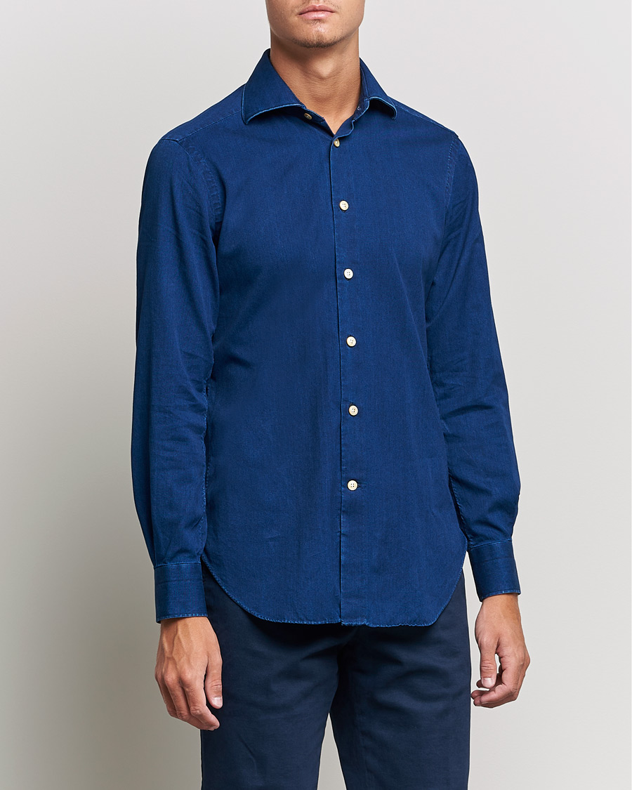 Heren | Overhemden | Kiton | Slim Fit Denim Shirt Blue Wash