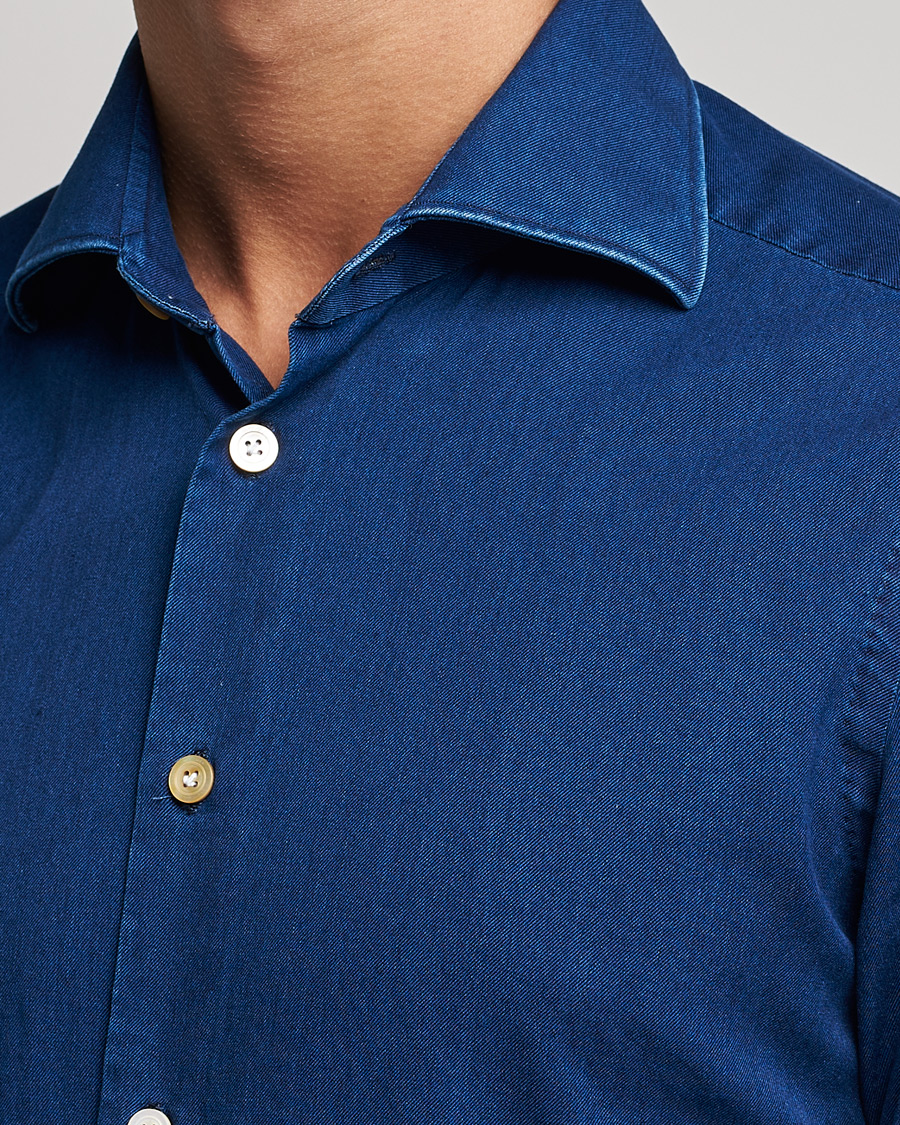Heren | Overhemden | Kiton | Slim Fit Denim Shirt Blue Wash