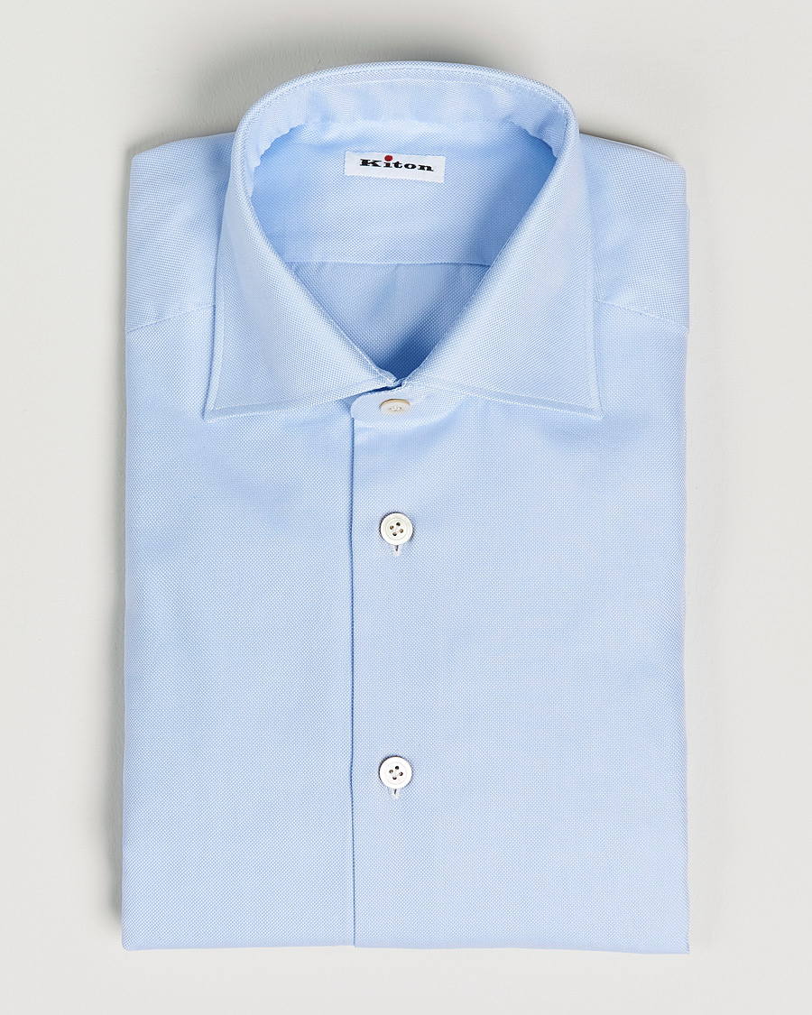 Homme | Chemises | Kiton | Slim Fit Royal Oxford Shirt Light Blue
