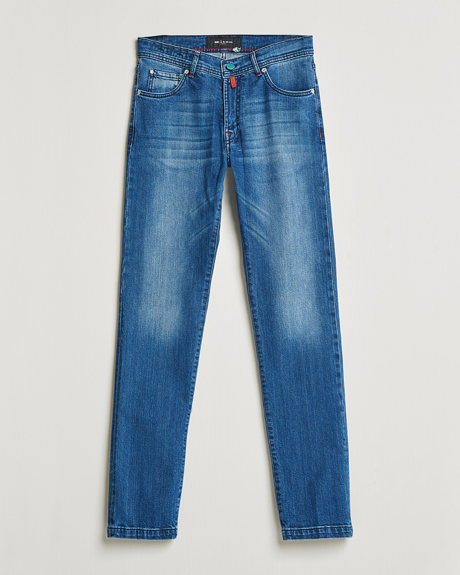 Heren | Jeans | Kiton | Slim Fit Stretch Jeans Medium Blue Wash