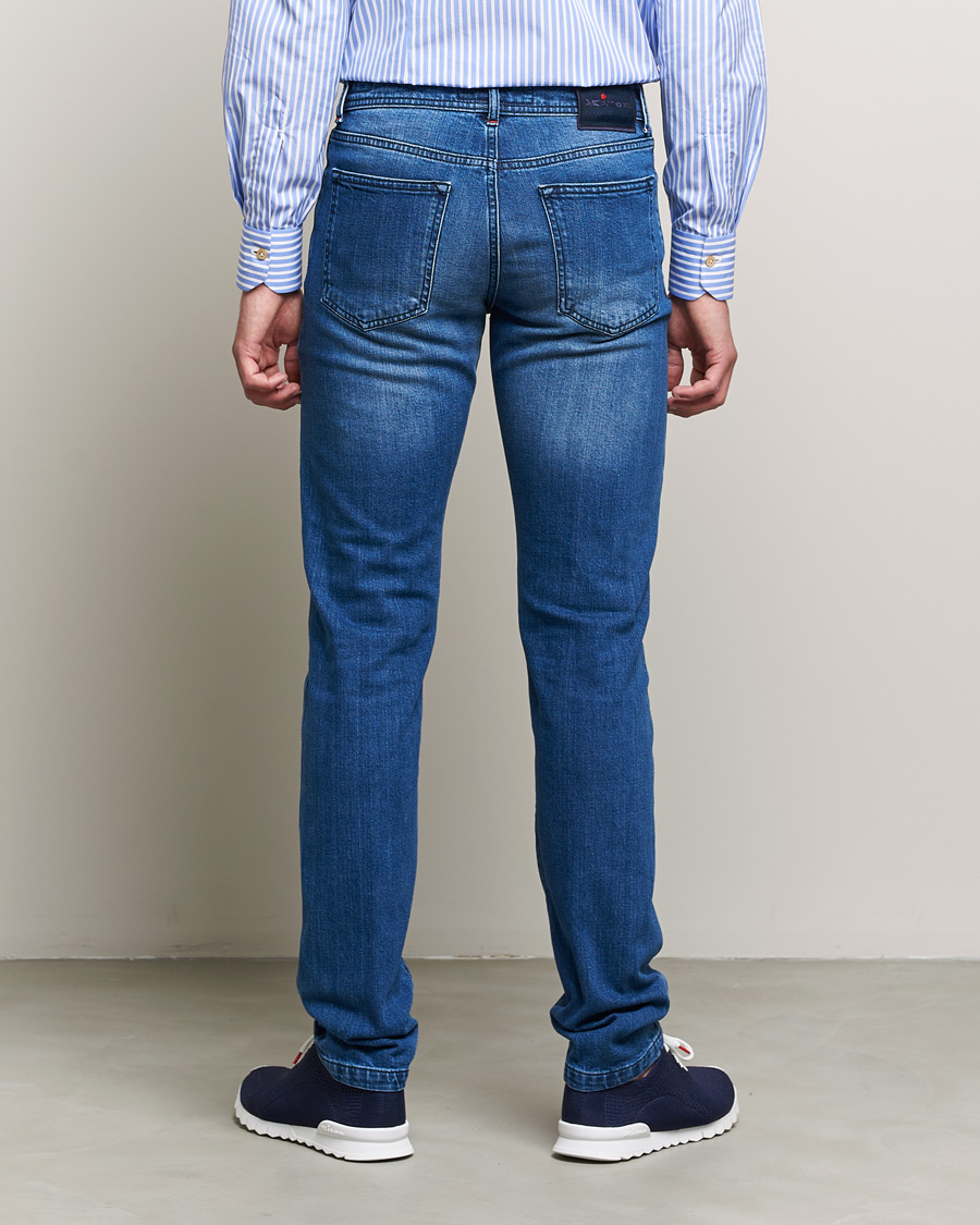 Heren | Jeans | Kiton | Slim Fit Stretch Jeans Medium Blue Wash
