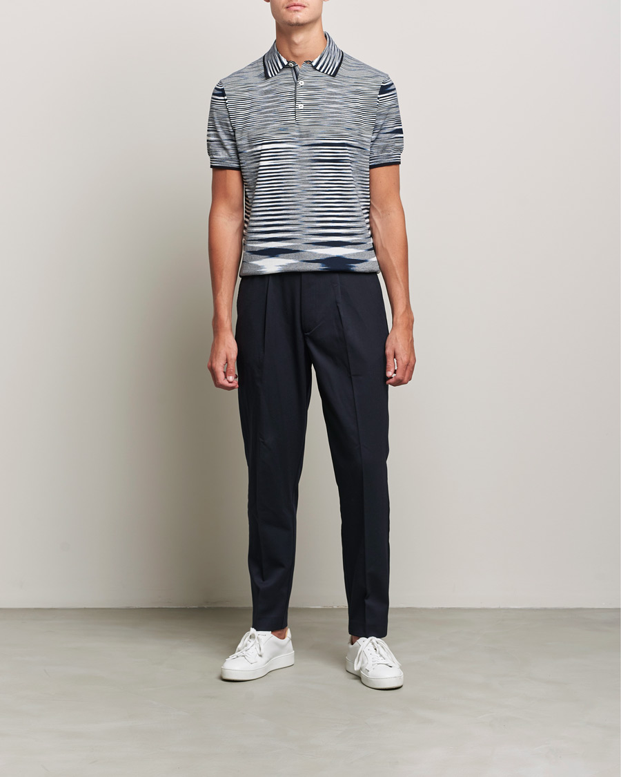 Heren | Polo's | Missoni | Fiammato Knitted Polo Navy/White