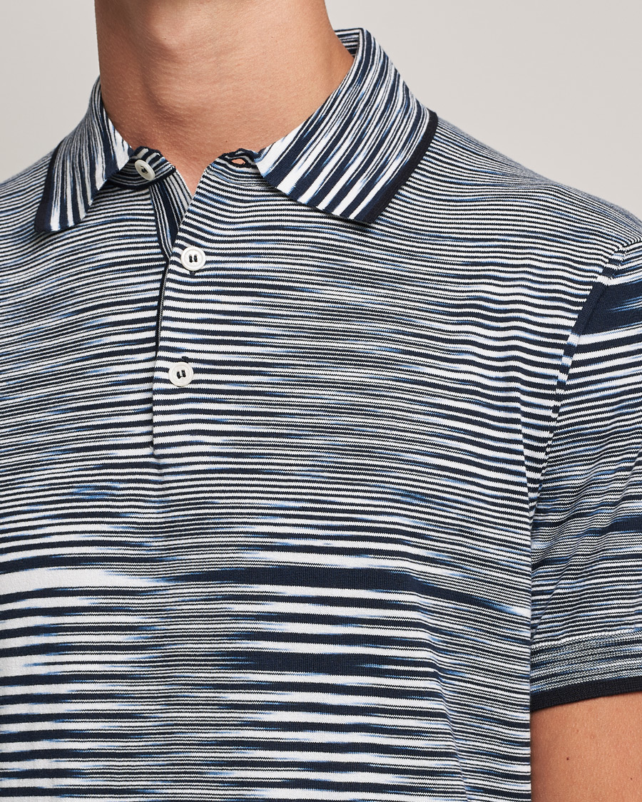 Heren | Polo's | Missoni | Fiammato Knitted Polo Navy/White
