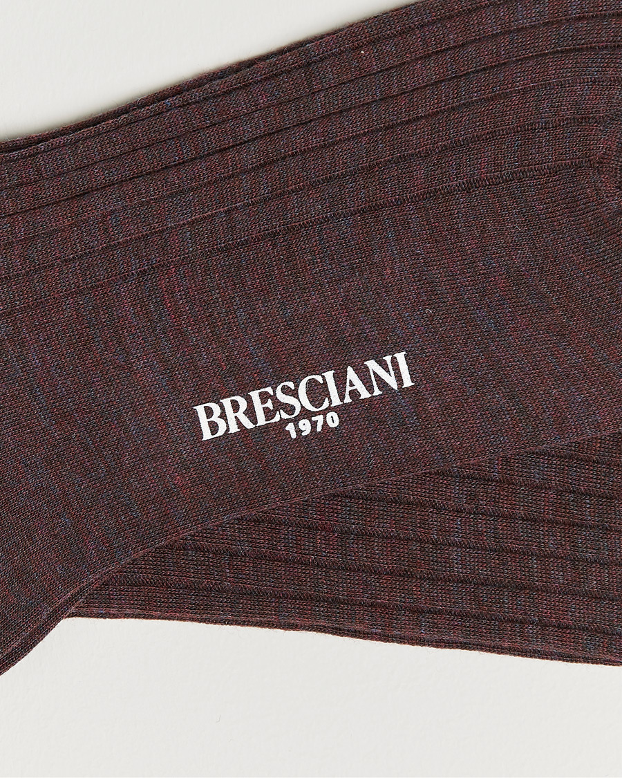 Homme | Sous-Vêtements Et Chaussettes | Bresciani | Wool/Nylon Ribbed Short Socks Wine Melange