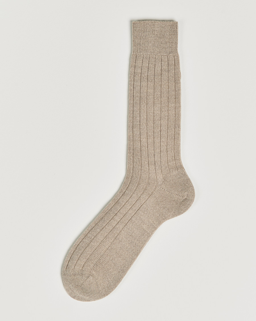 Heren | Ondergoed | Bresciani | Wool/Nylon Heavy Ribbed Socks Beige