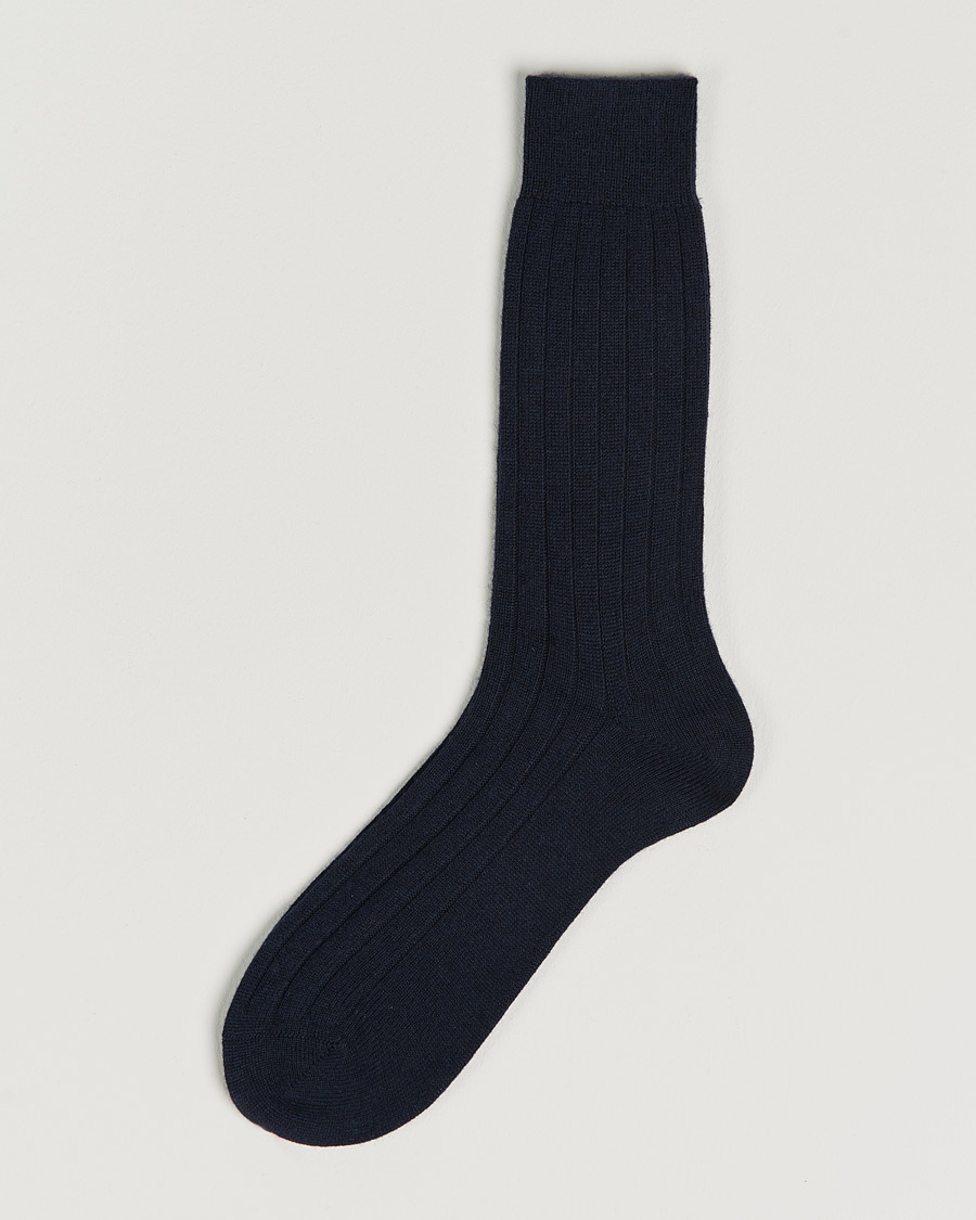 Homme | Sous-Vêtements Et Chaussettes | Bresciani | Pure Cashmere Ribbed Socks Navy