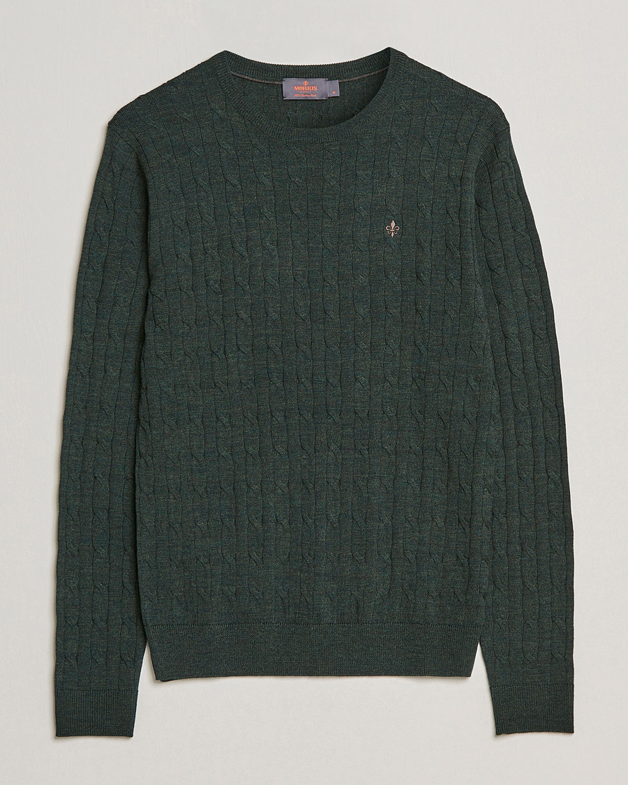 Homme | Pulls Et Tricots | Morris | Merino Cable Crew Neck Olive