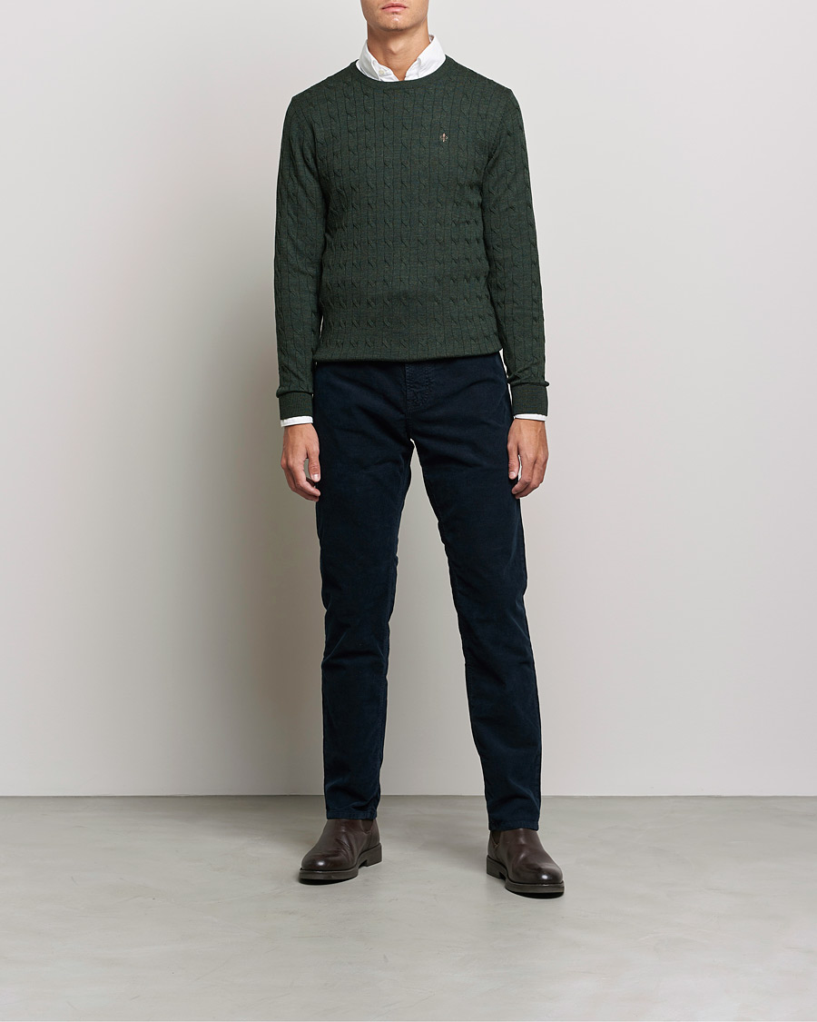 Homme | Pulls Et Tricots | Morris | Merino Cable Crew Neck Olive