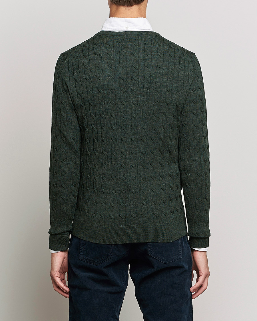 Homme | Pulls Et Tricots | Morris | Merino Cable Crew Neck Olive
