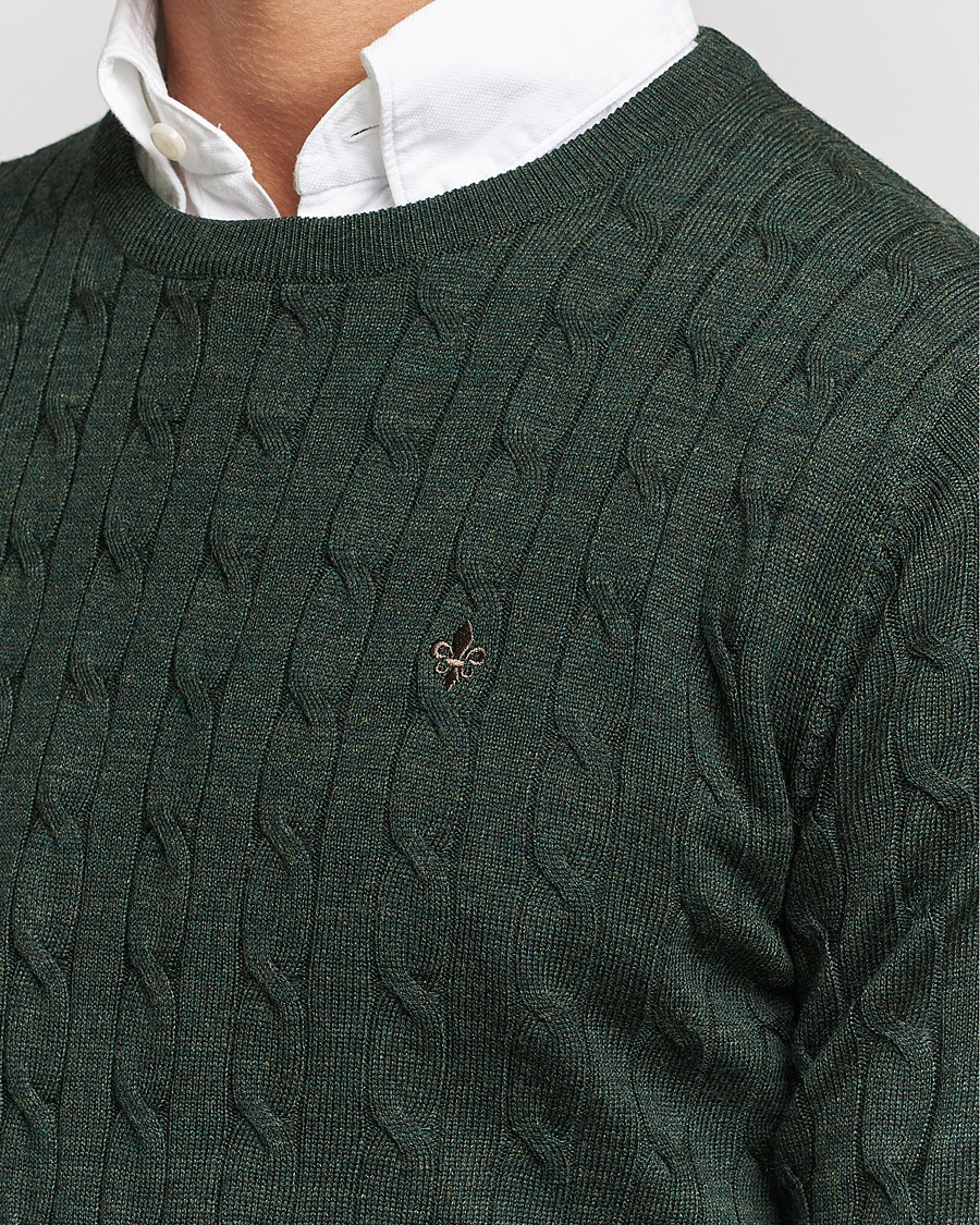 Homme | Pulls Et Tricots | Morris | Merino Cable Crew Neck Olive