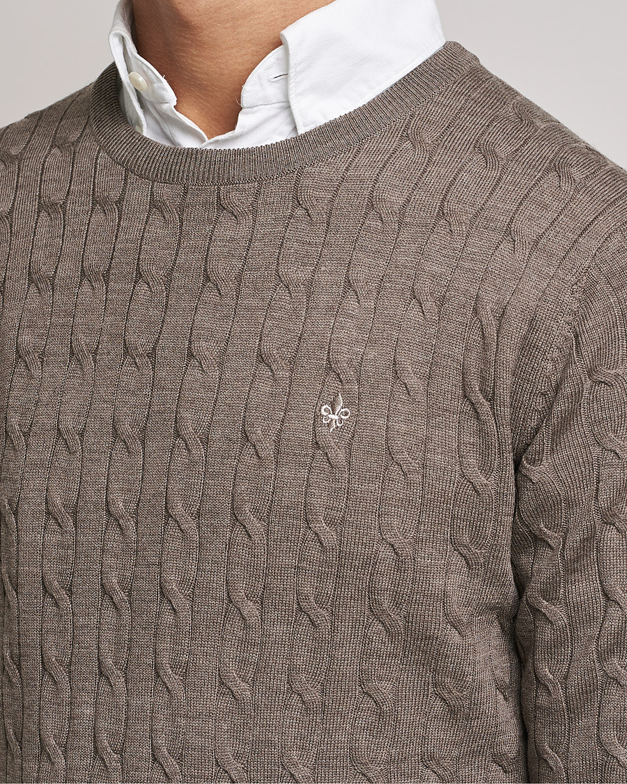 Homme | Pulls Et Tricots | Morris | Merino Cable Crew Neck Light Brown