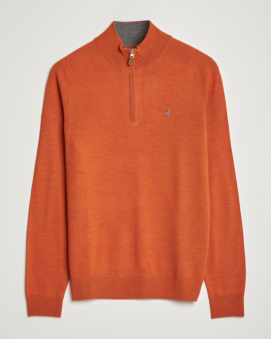 Heren | Truien | Morris | John Merino Half Zip Orange