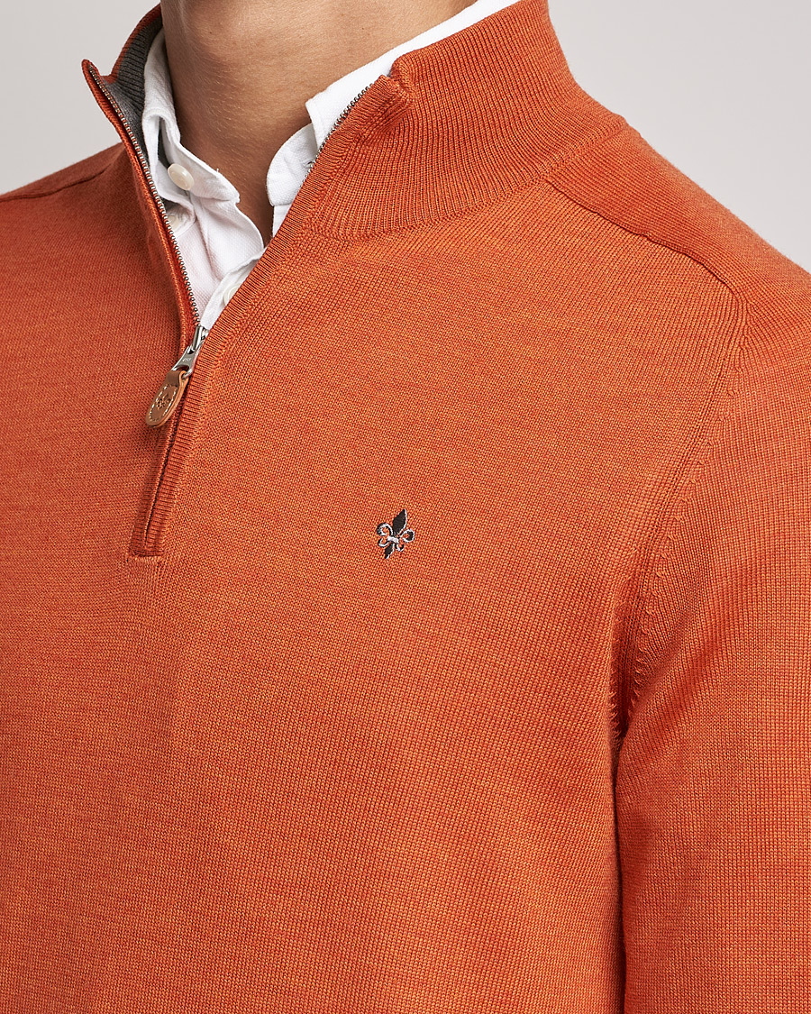 Heren | Truien | Morris | John Merino Half Zip Orange