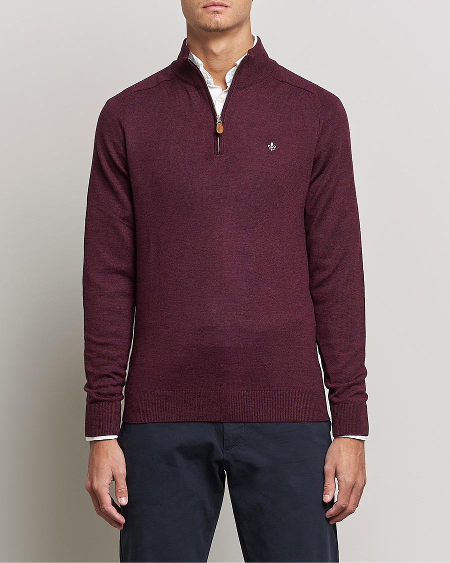 Heren | Truien | Morris | John Merino Half Zip Burgundy