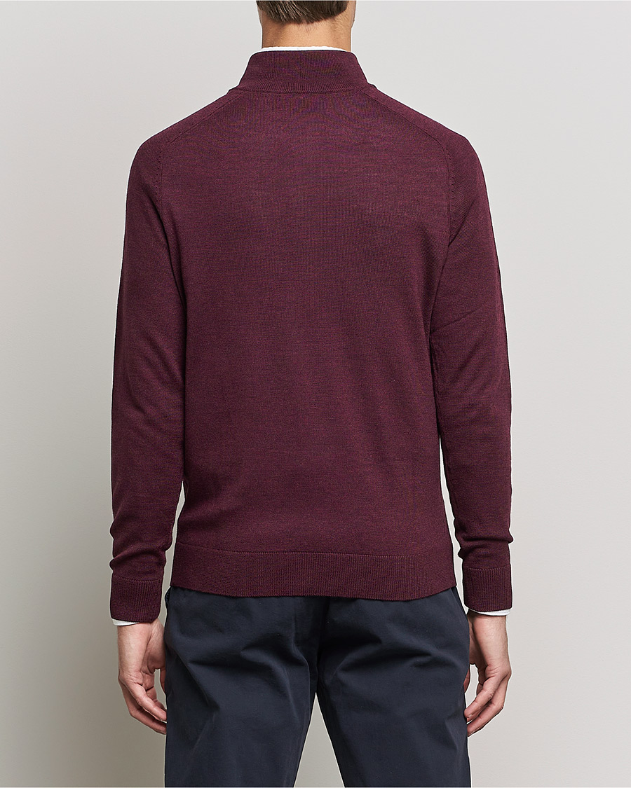 Heren | Truien | Morris | John Merino Half Zip Burgundy